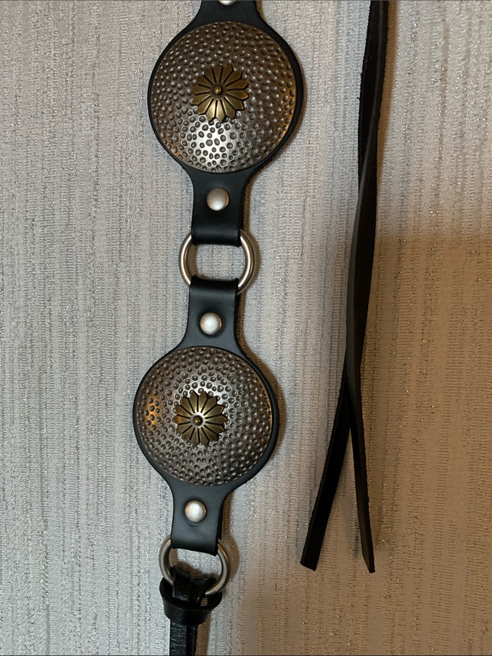 Lucky Brand Black Belt with Gold-Tone Stud Medallions